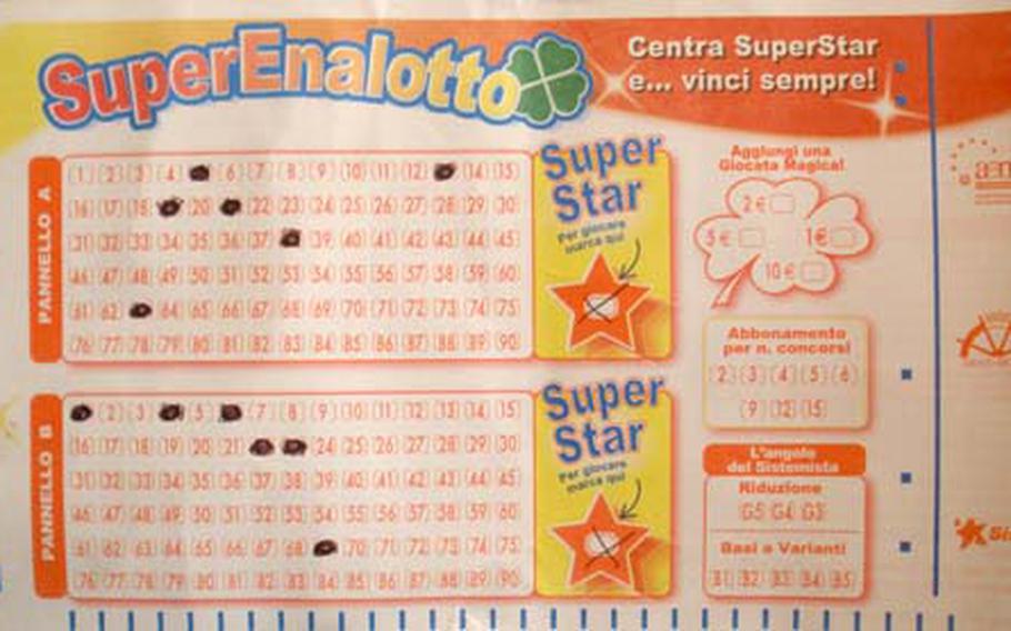 Superenalotto numbers on sale